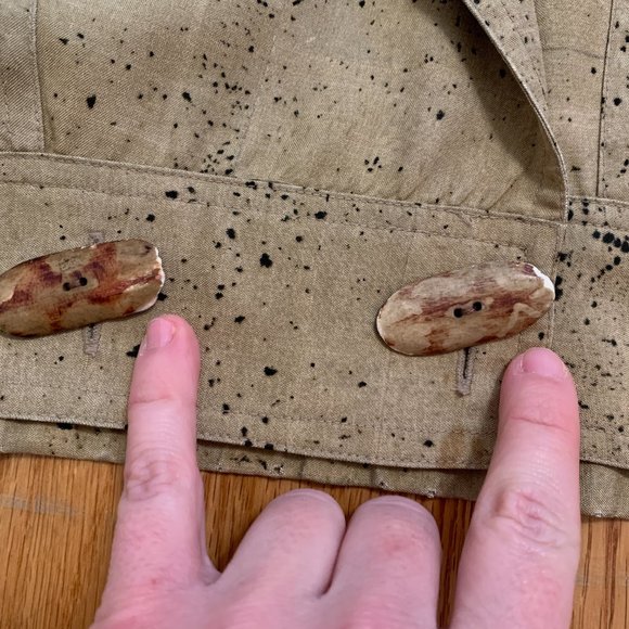 100% silk 80s style paint splatter khaki cropped bomber jacket - Picture 11 of 11